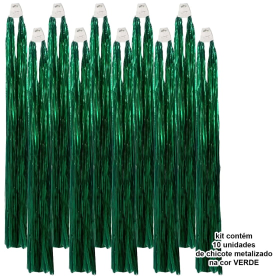 Chicote Metalóide Decoração Carnaval Verde Kit Com 20 Barato