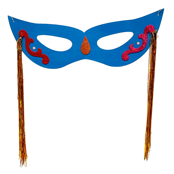 Máscara Carnaval Grande com Chicote Lateral Azul