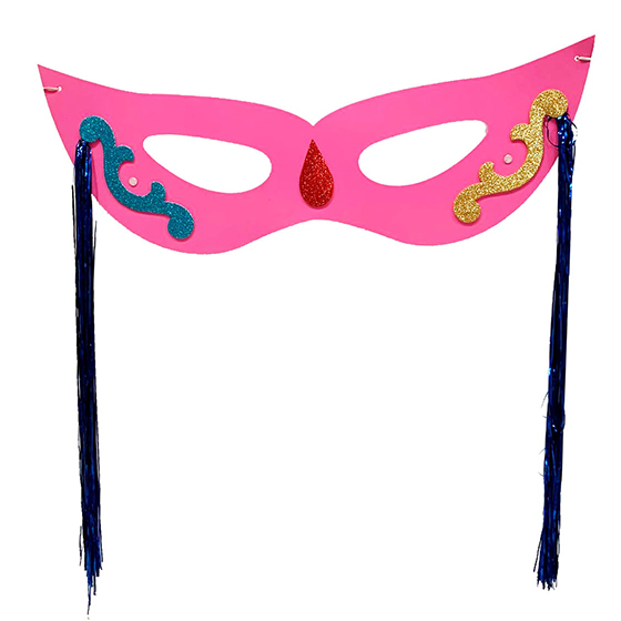 Máscara Carnaval Grande com Chicote Lateral Rosa