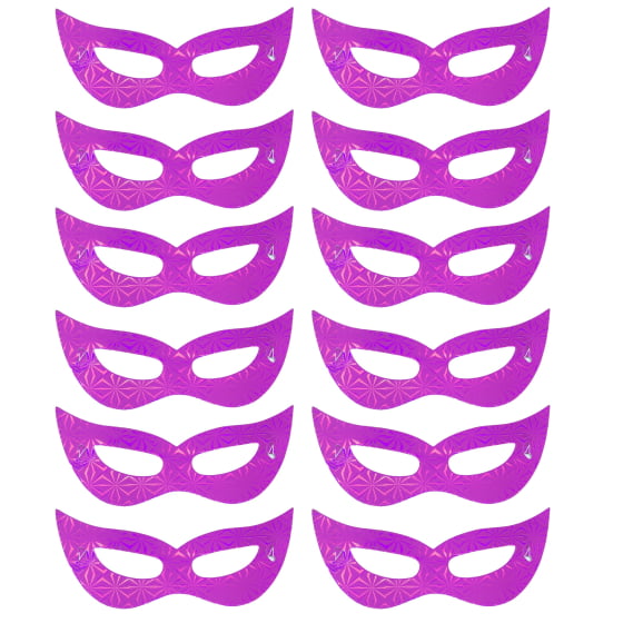 Máscara Carnaval Papel Laminado com 12 unidades Escolha a Cor