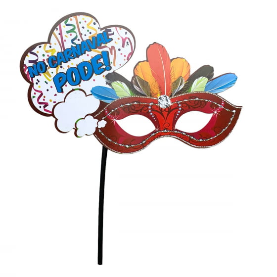 Plaquinhas Divertidas Máscaras com Frases de Carnaval