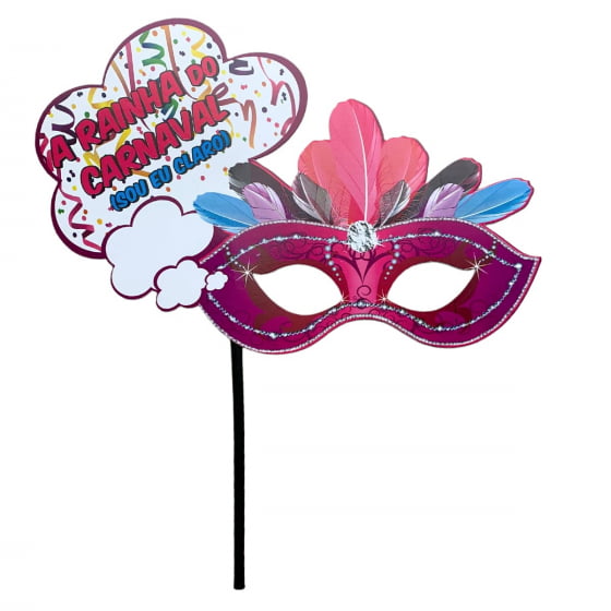 Plaquinhas Divertidas Máscaras com Frases de Carnaval