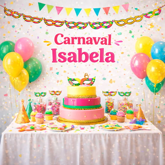 Varal Decorativo Bandeirinhas Carnaval Máscara Neon