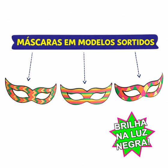 Varal Decorativo Bandeirinhas Carnaval Máscara Neon