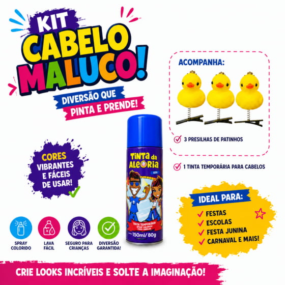 Kit Cabelo Maluco ( 3 Patinhos + Tinta azul)