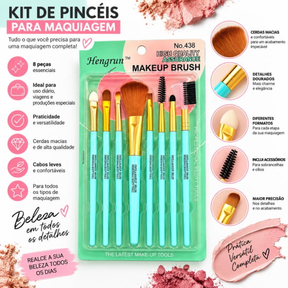 Kit Makeup Brush Maquiagem com 8 itens