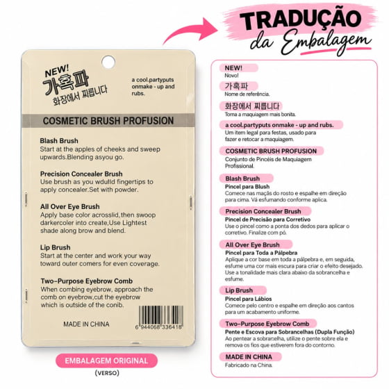Kit Makeup Brush Maquiagem com 8 itens