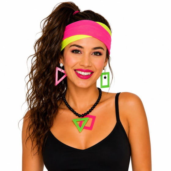 Kit Set Fantasia Anos 80 (Colar + Brincos + Headband)