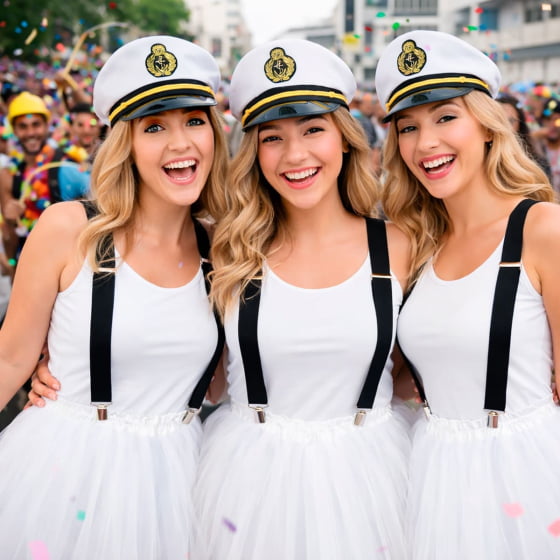 Fantasia Marinheiro Feminina Kit 3 Itens Bloquinho Carnaval