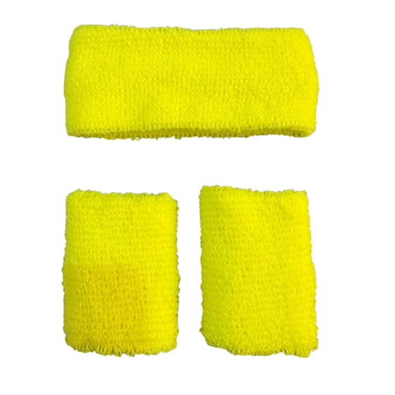 Kit Acessório de Cabeça HeadBand + Punhos para Academia Anos 80 Corrida ao ar livre