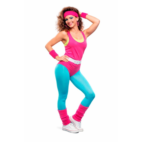 Kit Acessório de Cabeça HeadBand + Punhos para Academia Anos 80 Corrida ao ar livre