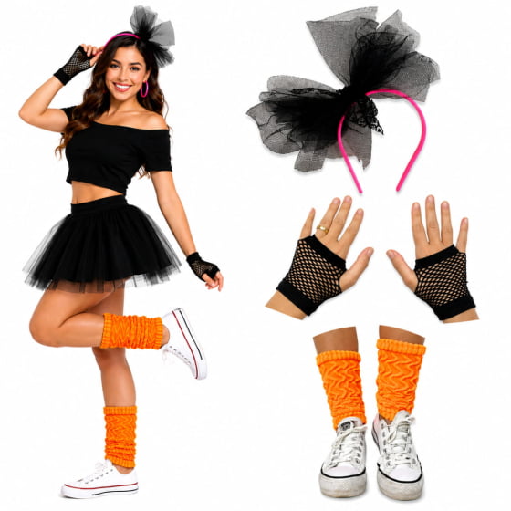 Kit Acessórios Fantasia Anos 80 Fantasia Festa Retrô Carnaval