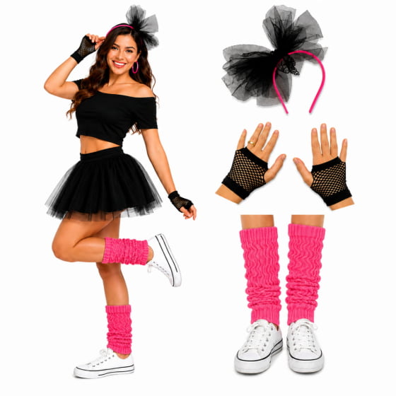 Kit Acessórios Fantasia Anos 80 Fantasia Festa Retrô Carnaval