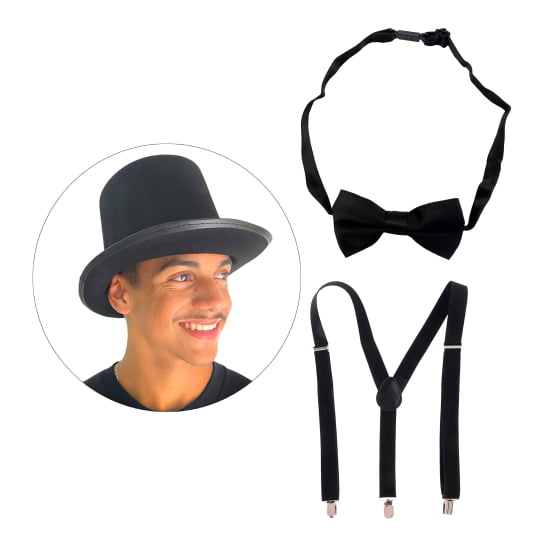 Kit Cartola Mágico + Gravata Borboleta + Suspensório