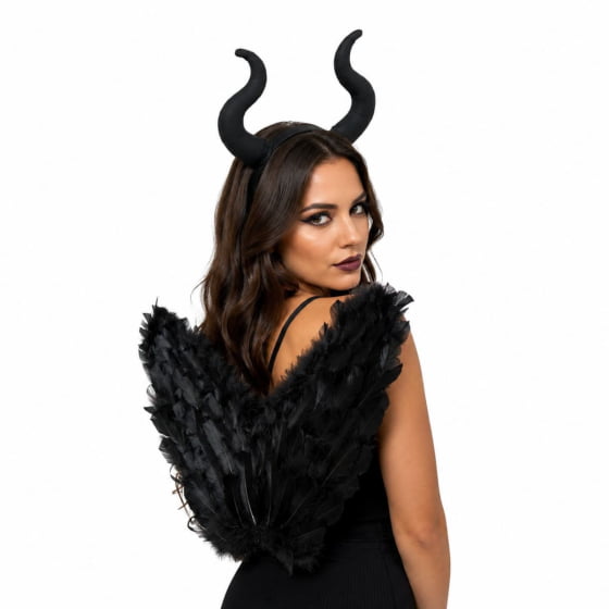 Kit Fantasia Bruxa Malvada Halloween Cosplay (Tiara + Asa)