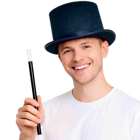 Kit Fantasia Mágico Unissex Festa Carnaval Cosplay (Cartola + Varinha)