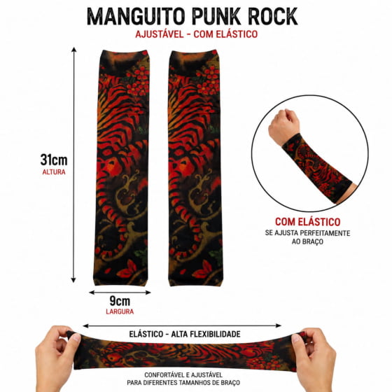 Kit Punk Rock (Bracelete + Gargantilha + Luva Tatuagem)
