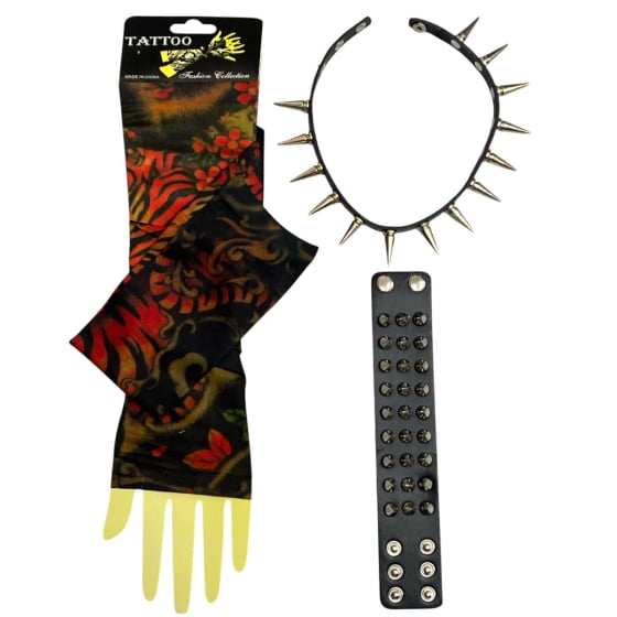 Kit Punk Rock (Bracelete + Gargantilha + Luva Tatuagem) Kit Punk Rock (Bracelete + Gargantilha + Luva Tatuagem)