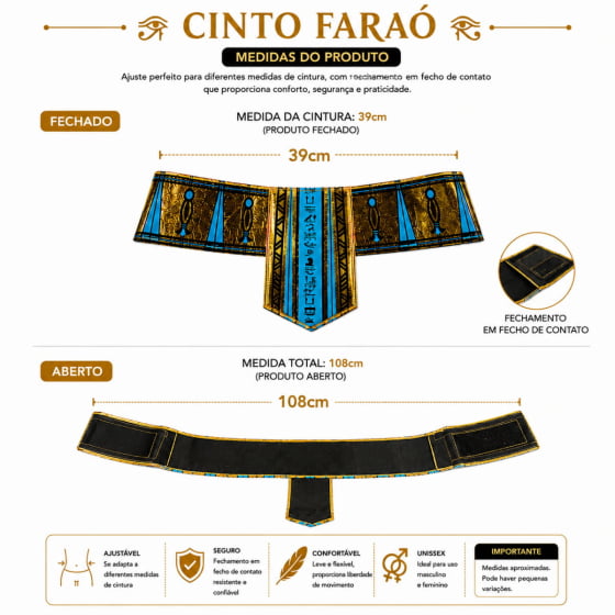 Kit Fantasia Faraó Unissex Luxo Cosplay