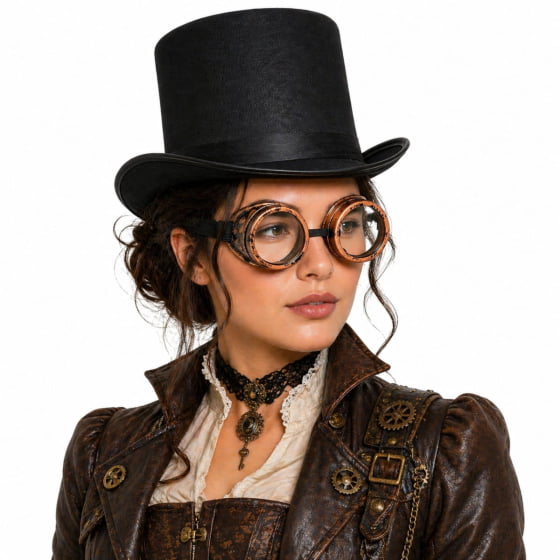 Kit Fantasia Steampunk Cosplay 2 peças (Cartola + Óculos)