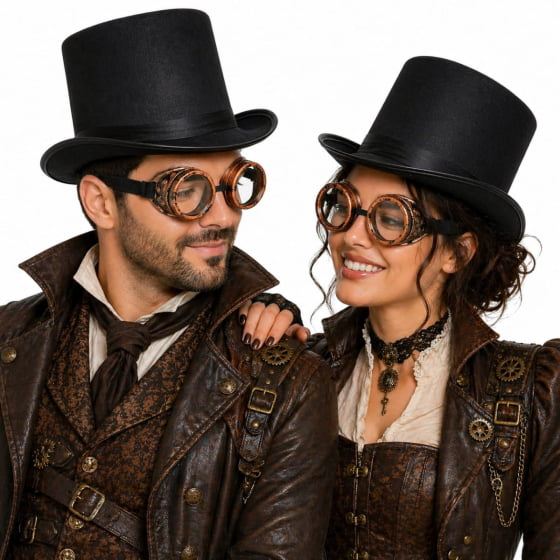 Kit Fantasia Steampunk Cosplay 2 peças (Cartola + Óculos)