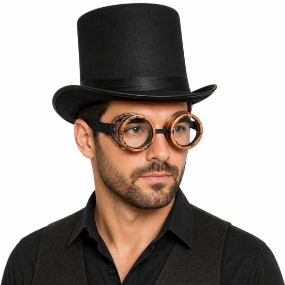 Kit Fantasia Steampunk Cosplay 2 peças (Cartola + Óculos)