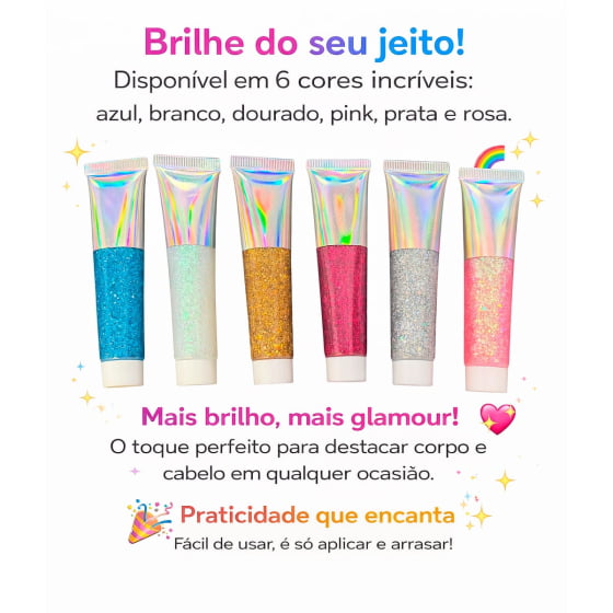 Bisnaga de Glitter em Gel Corporal Carnaval 