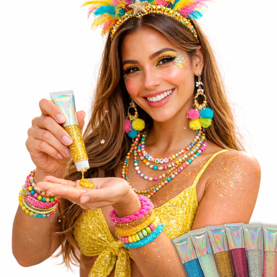 Bisnaga de Glitter em Gel Corporal Carnaval 
