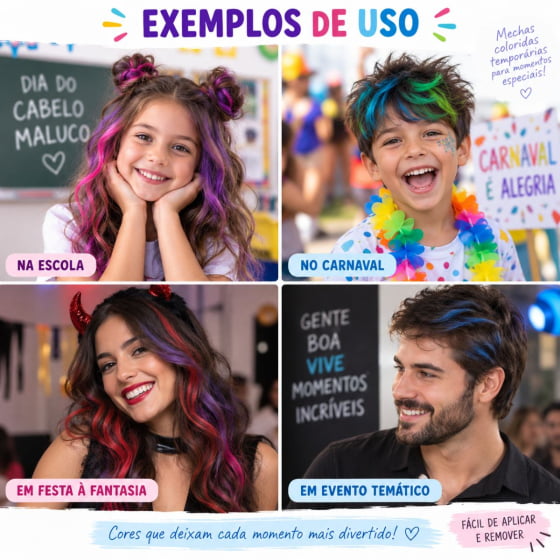 Giz para Cabelo Colorido Hair Chalk Cabelo Maluco
