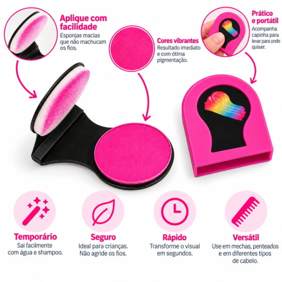 Giz para Cabelo Colorido Hair Chalk Cabelo Maluco