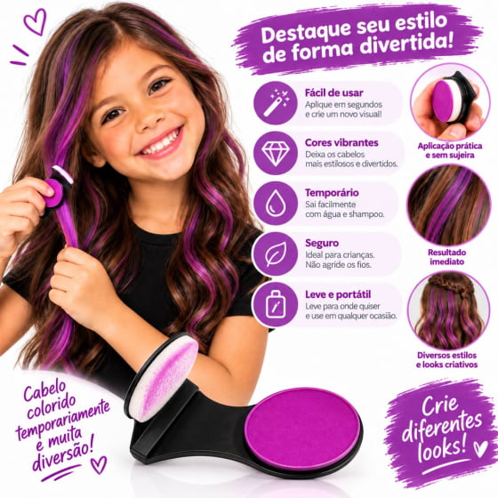 Giz para Cabelo Colorido Hair Chalk Cabelo Maluco