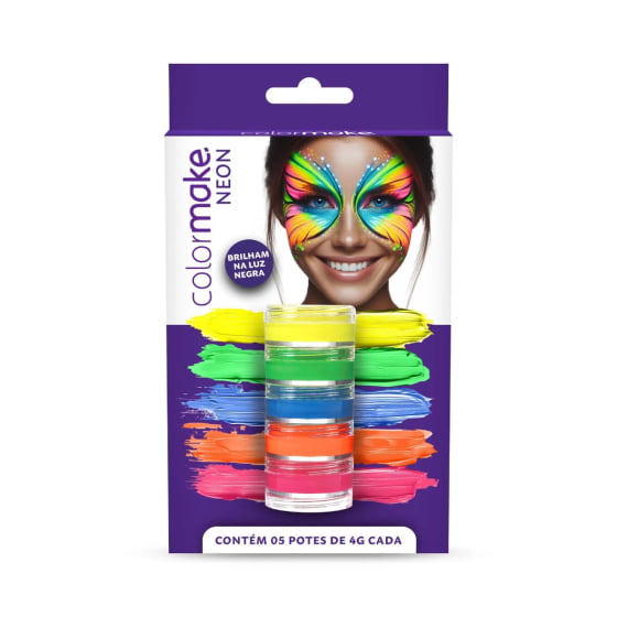 Kit Caixinha Tinta Maquiagem Cremosa Fluorescente Neon Kit Caixinha Tinta Maquiagem Cremosa Fluorescente Neon