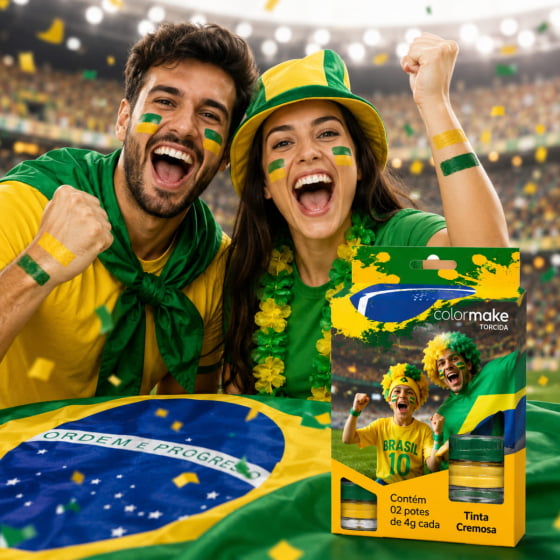Kit Tinta Cremosa Torcida Duas Cores para Pintura Facial