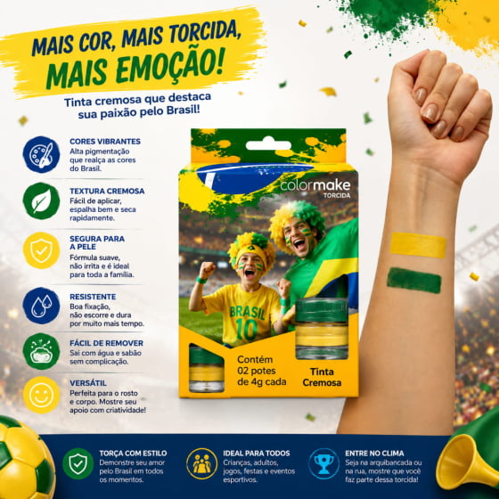 Kit Tinta Cremosa Torcida Duas Cores para Pintura Facial