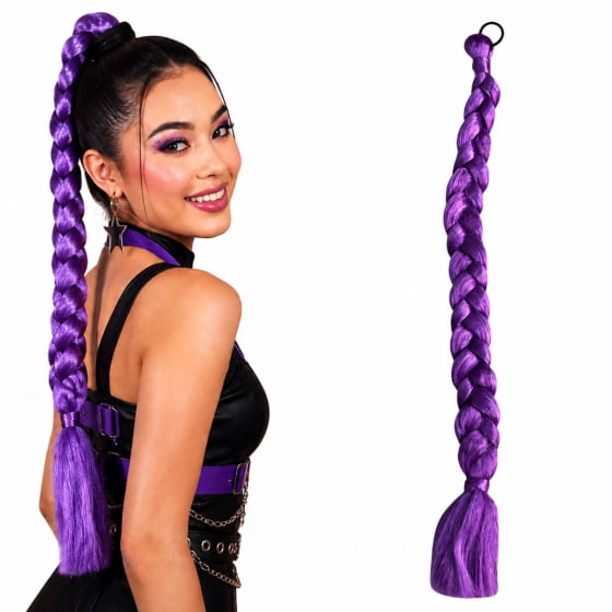 Trança Fake Guerreira Roxa Cosplay para Penteados