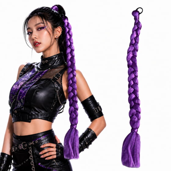 Trança Fake Guerreira Roxa Cosplay para Penteados