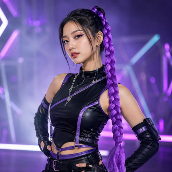 Trança Fake Guerreira Roxa Cosplay para Penteados