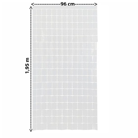 Cortina Metalizada Quadrados Efeito Shimmer Wall 96 cm x 1,95 metros