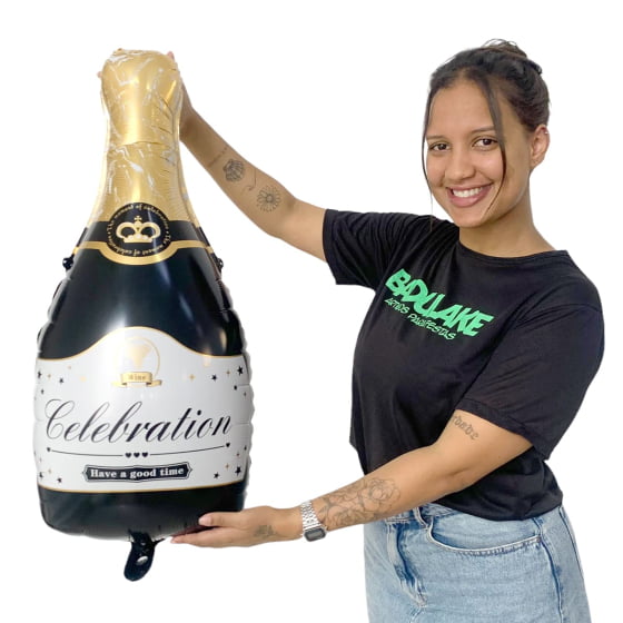Balão Decorativo Metalizado Garrafa Champagne Celebration