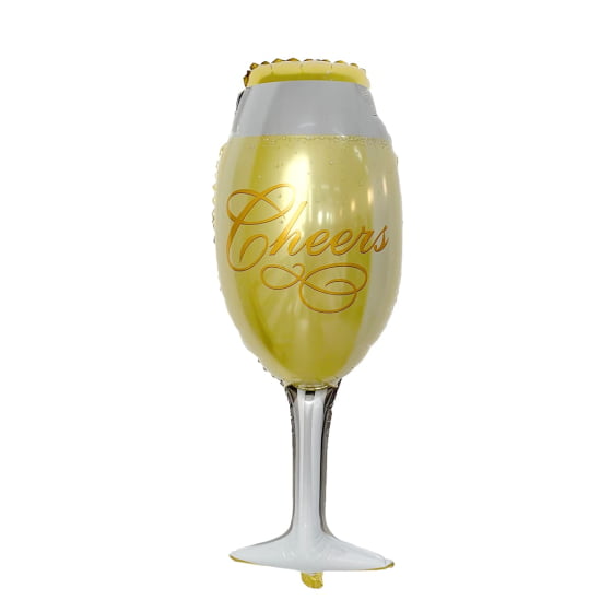 Balão Decorativo Metalizado Taça Champagne Cheers