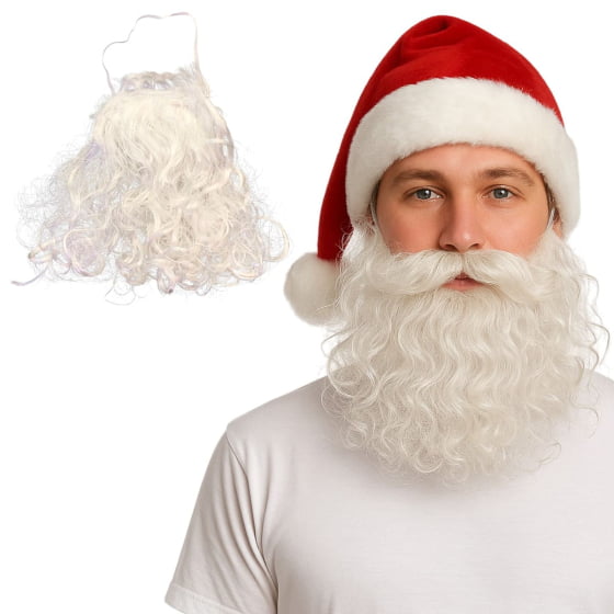 Barba Branca Postiça de Papai Noel Cabelo Sintético