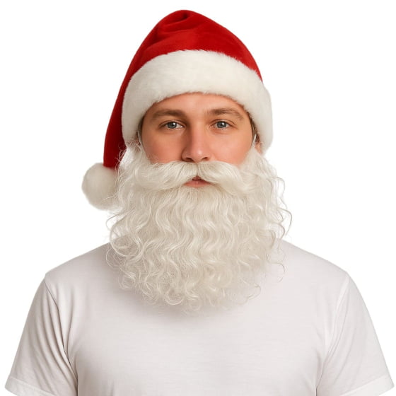 Barba Branca Postiça de Papai Noel Cabelo Sintético