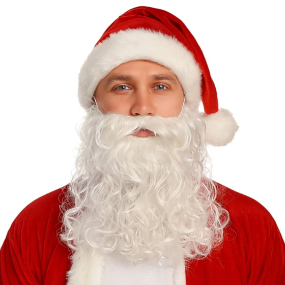 Barba Branca Postiça de Papai Noel Cabelo Sintético