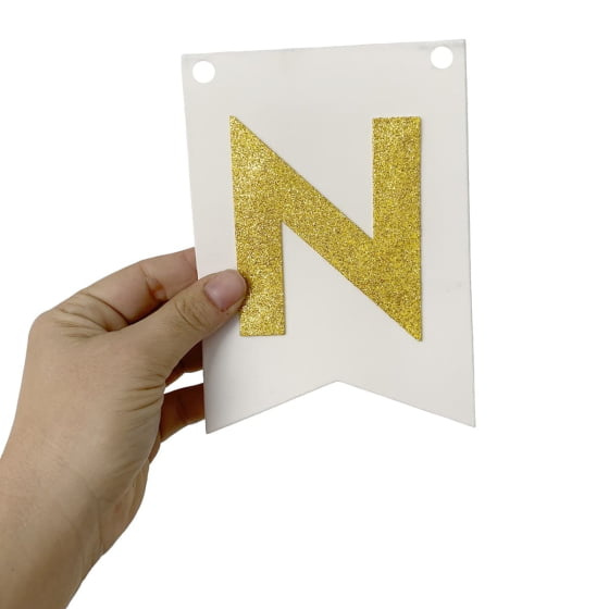 Enfeite Bandeirinha Frase Feliz Ano Novo Dourado