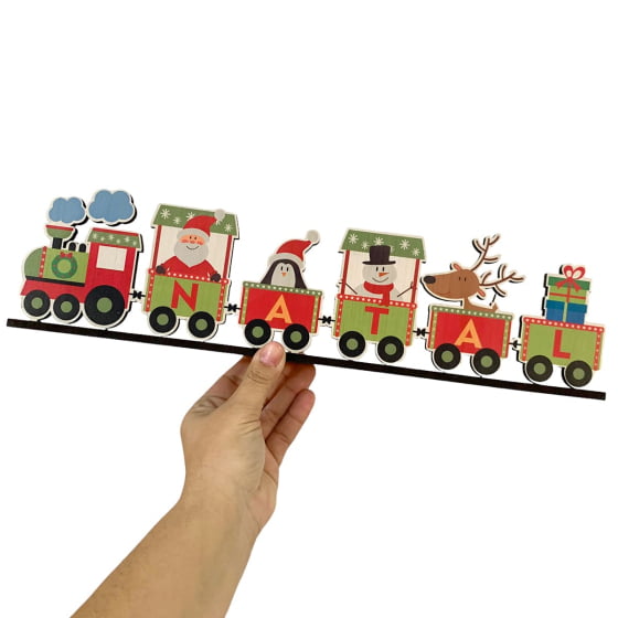 Enfeite Decoração de Natal Locomotiva em MDF