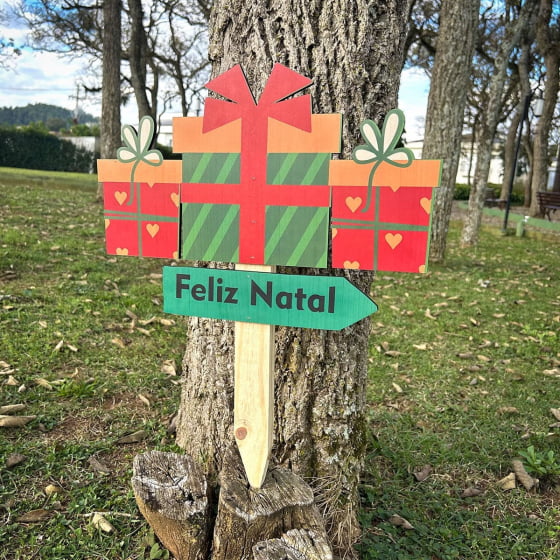 Estaca Presentes Decoração Natal em MDF