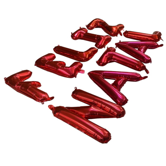 Kit Balão Metalizado Escrita Feliz Natal Vermelho