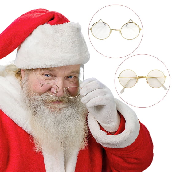 Óculos Papai Noel Redondo Metal Dourado