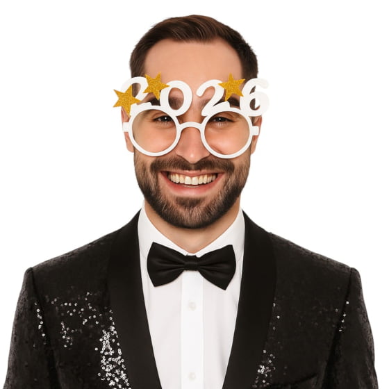 Óculos Réveillon 2026 Estrelas Glitter Dourado Óculos Réveillon 2026 Estrelas Glitter Dourado