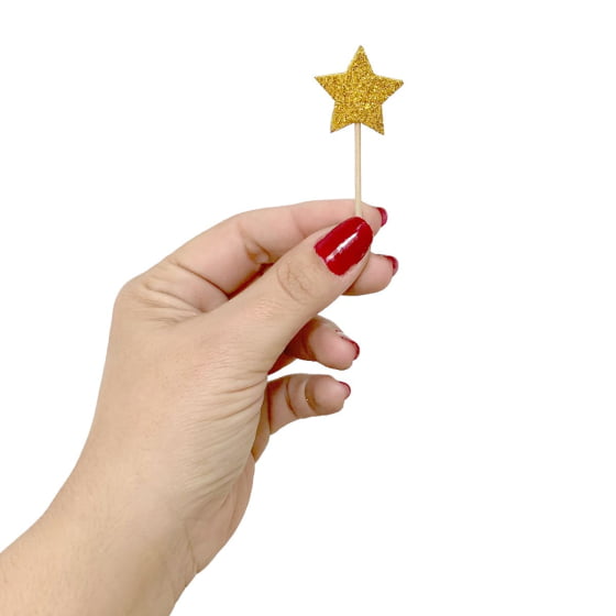 Palito Decorativo Estrelinha Glitter